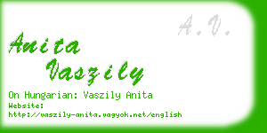 anita vaszily business card